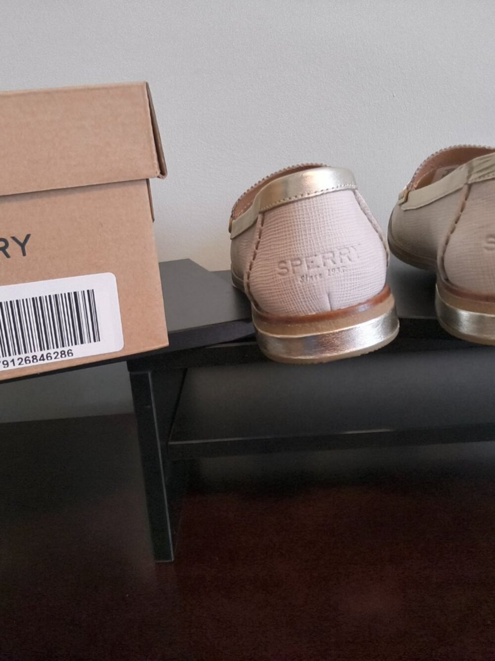 Sperry Loafers. Size 9. Soft white with metallic accents. - Picture 3 of 5